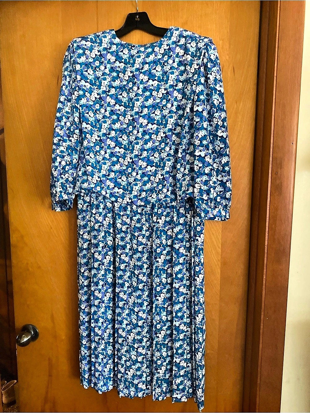 Vintage 80s/90s cottagecote Leslie Fay Pleated Midi Dress Size 12